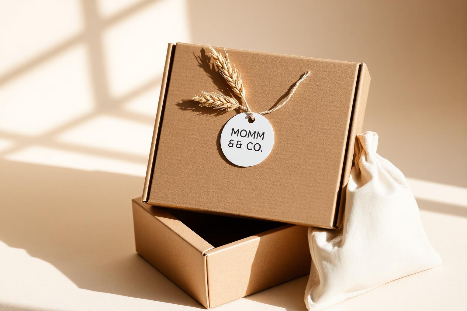 Empaque premium de kraft y bolsa de algodón